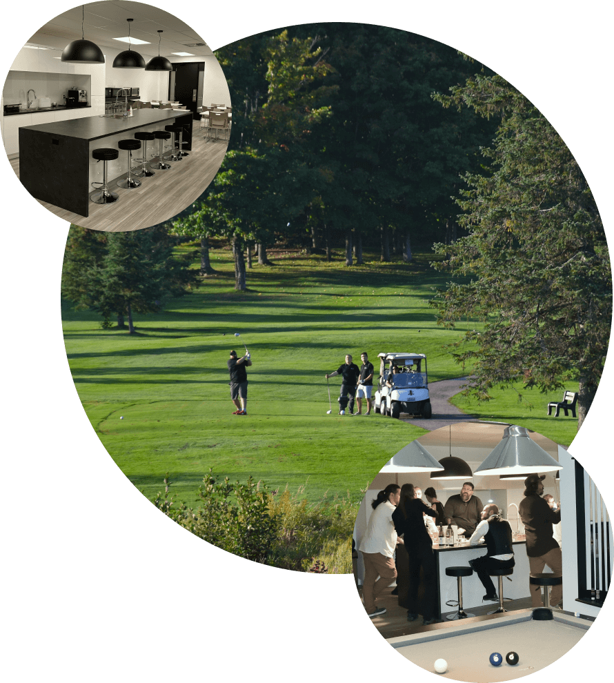 Montage des activités annuelles de CGSI@SOLUTIONS-TI INC., incluant le party de Noël et le tournoi de golf.