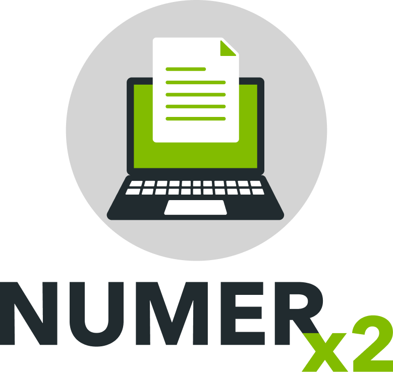 Logo de NUMERx2, solution innovante pour la numérisation et la gestion des ordonnances médicales.